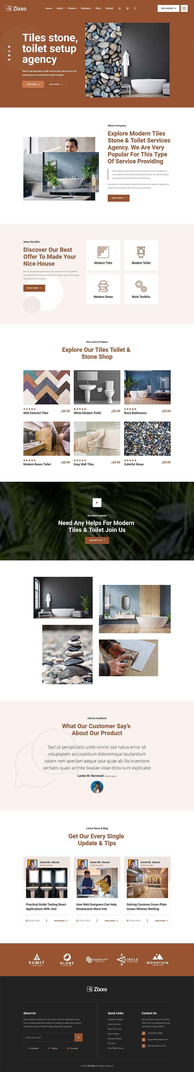 大气的洗浴设计装修公司官网html5模板-资源站