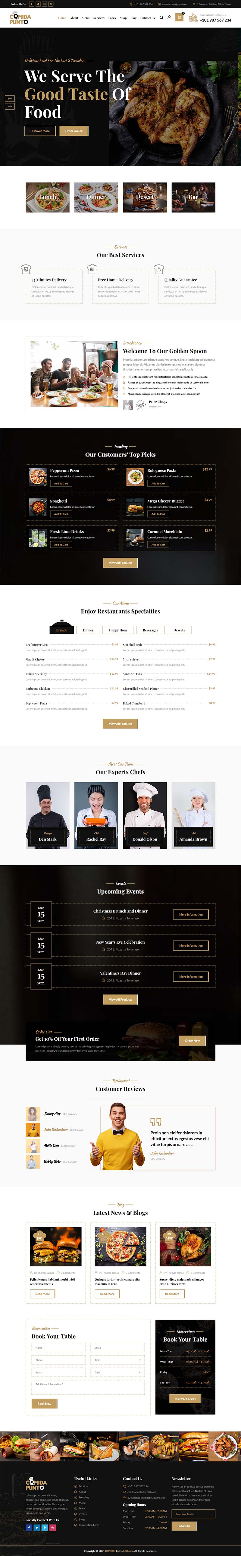 多功能的美食餐厅外卖预订HTML5模板-资源站